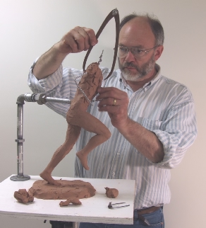 Lillegard working on Buono sculpture