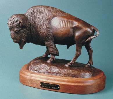 sculpture of buffalo