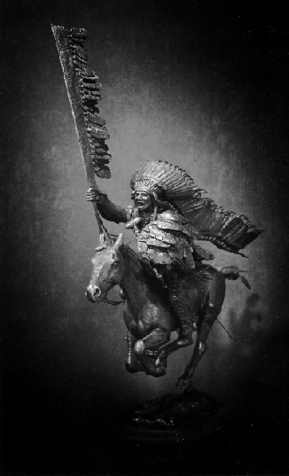 Sioux war chief charging on horseback (Photo by James Osen, Spokane, WA)